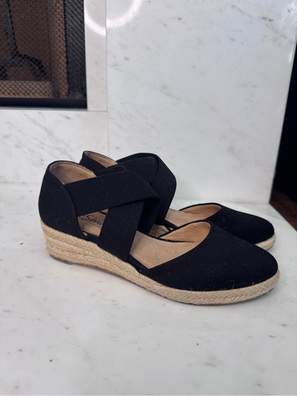 Life stride Black Espadrille Wedge Flats Cross Strap $80 - 7.5 sandal heels